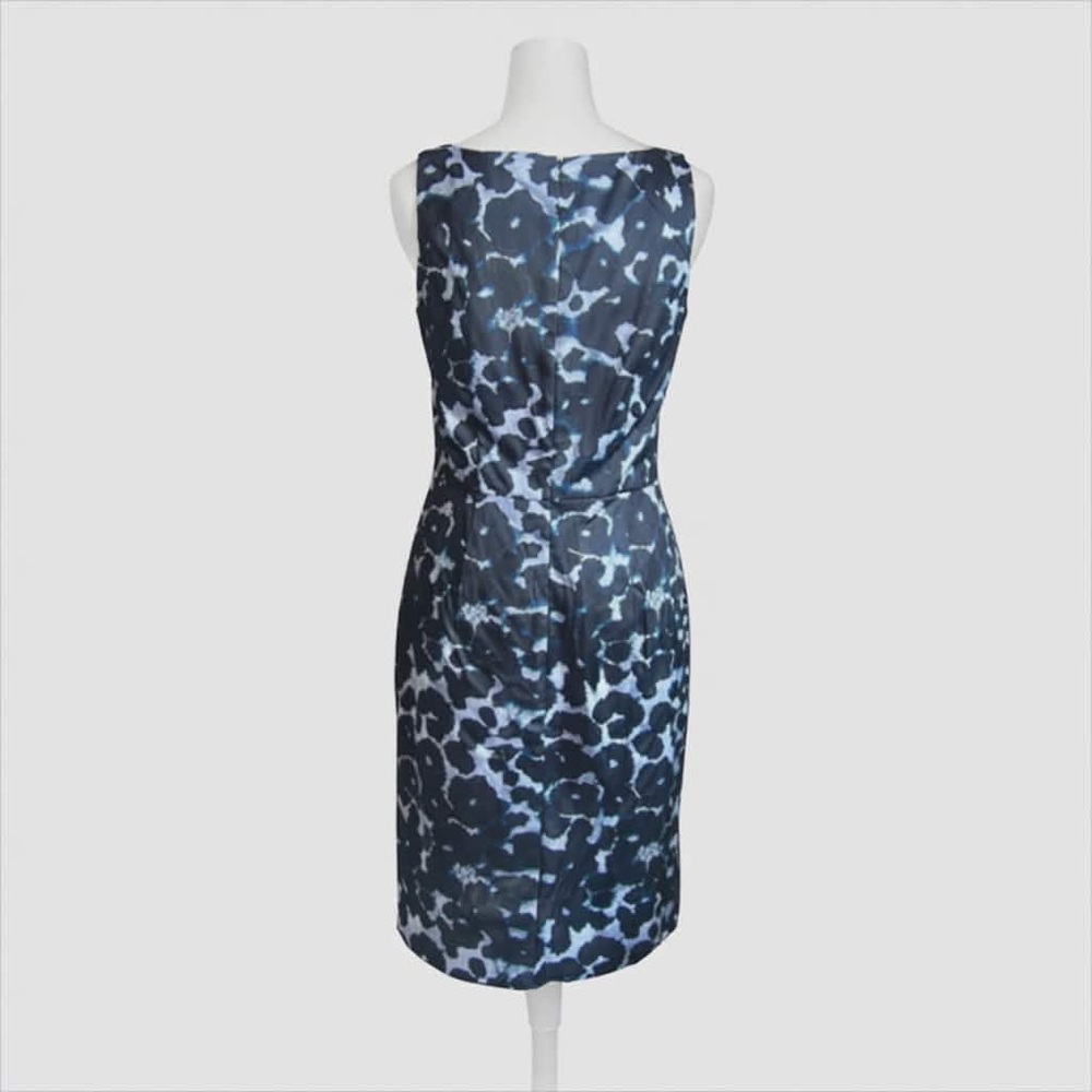 NWT. Size 8T. Ann Taylor Blue & Black Leopard Print Sleeveless Sheath Midi Dress - Picture 8 of 13